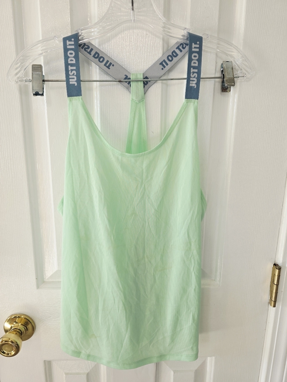 Nike Light Green Tank Top with Branded Straps Small